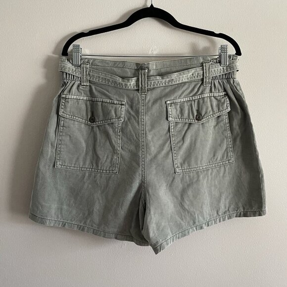 Old Navy Women M Green Casual Pockets Belted High-Waisted Twill Workwear Shorts - Picture 6 of 9